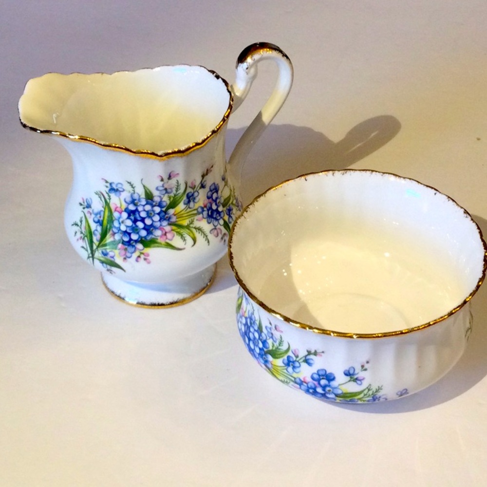 Paragon creamer and sugar set forget me nots fine bone china England